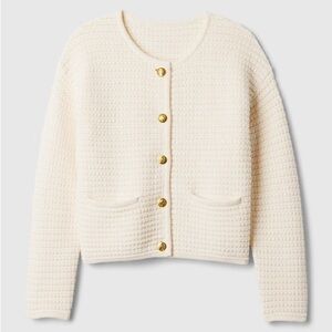 Gap textured sweater jacket lady jacket gold buttons size L